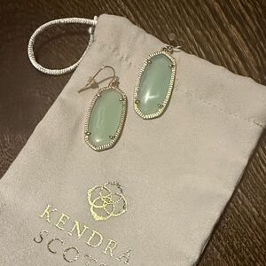 Kendra Scott Green and Gold Drop Earrings